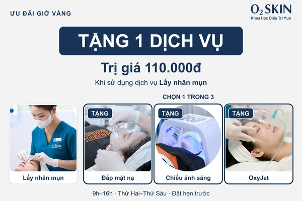 Lấy nhân mụn tại Sheme, tặng 1 dịch vụ trị giá 110.000đ: chọn đắp mặt nạ, chiếu ánh sáng hoặc OxyJet